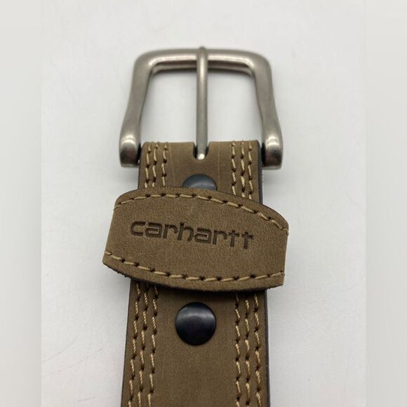 Carhartt Detroit WB 5507 Men’s Leather Belt SZ 38 Length 46”/44” Tan/Brown Color - Picture 3 of 11